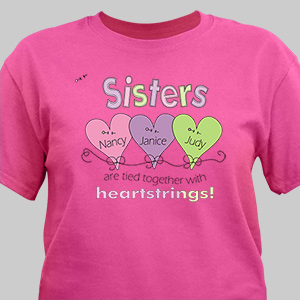 Personalized Heartstrings Sister T-Shirt | Sister Gifts