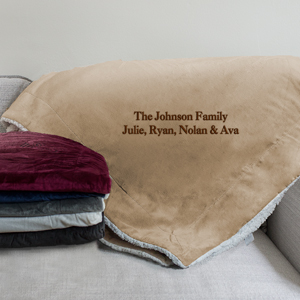 Embroidered Any Message Sherpa Blanket | Personalized Throw Blankets