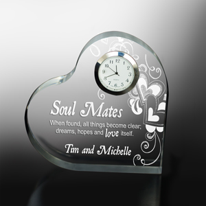 Engraved Soul Mates Heart Clock | Valentine Keepsake Gifts