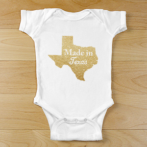 Made In State Glitter Personalized Baby Bodysuit | Unique Baby Gifts