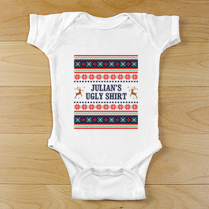 Personalized Ugly Sweater Baby Clothes | Personalized Ugly Christmas Shirt