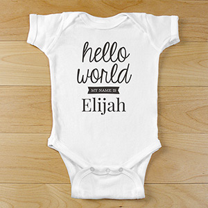 Personalized Hello World Infant Apparel | Personalized Baby Onesie