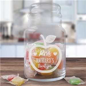 Personalized Apple Treat Glass Jar | Personalized Glass Treat Jar
