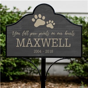 Personalized You Left Paw Prints On Our Hearts Magnetic Sign Set | Personalized Pet Memorials