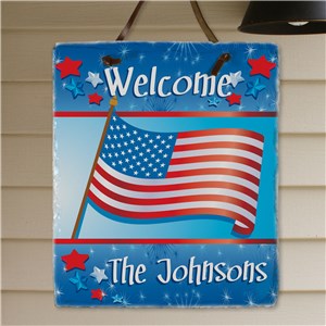 Welcome July 4th Personalized Slate Plaque | Personalized Welcome Signs