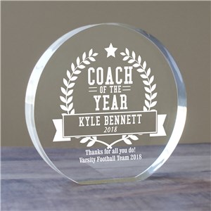Personalized Coach of The Year Acrylic Keepsake | Personalized Coach Keepsakes