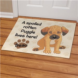 Personalized Puggle Spoiled Here Doormat | Personalized Doormats