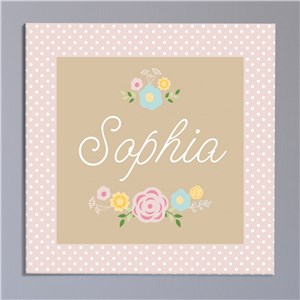 Personalized Baby Floral Canvas | Personalized Name Canvas Art