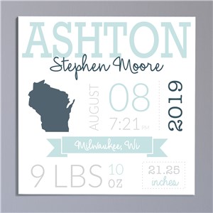 Personalized Baby State Wall Canvas 91114144X