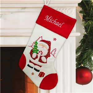 Embroidered Red and White Santa Stocking | Personalized Christmas Stockings