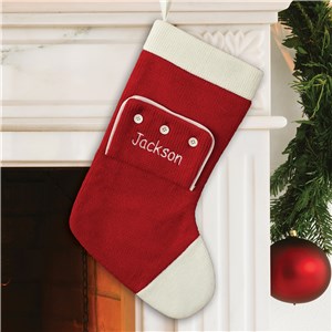 Embroidered Button Stocking | Personalized Christmas Stocking