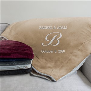 Embroidered Couples Initial Sherpa Blanket | Personalized Throw Blankets
