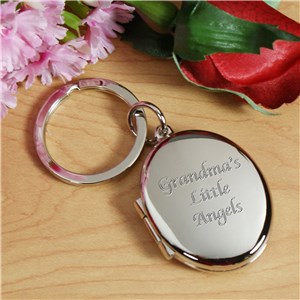 Custom Message Silver Oval Locket Keychain | Personalized Lockets