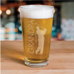 Golfer Engraved Beer Glass L11546142