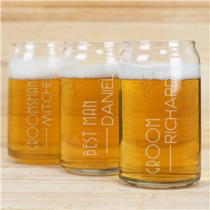 Engraved Groomsmen Beer Can Glass | Personalized Groomsmen Beer Glasseses