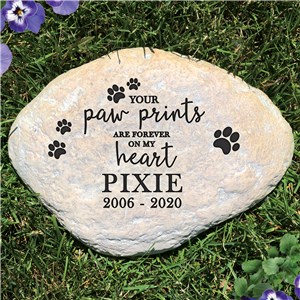Engraved Paw Prints On Our Hearts Large Garden Stone L1492214P
