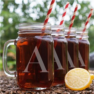 Engraved Initial Mason Jars - Set of 4 | Personalized Father's Day Gifts