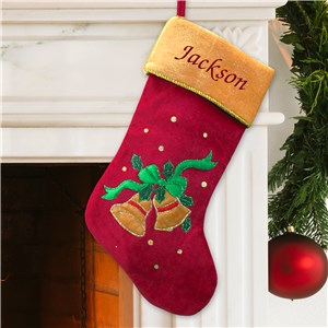 Embroidered Christmas Bells Stocking | Personalized Stocking