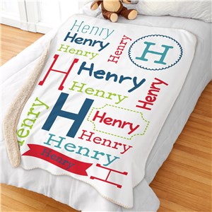 Personalized Repeating Name Sherpa Blanket | Personalized Kids Blankets