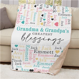 Personalized Greatest Blessings Word Art Sherpa Blanket U1682187