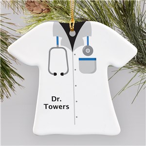 Personalized Ceramic Doctor T-Shirt Ornament | Personalized Doctor Ornament