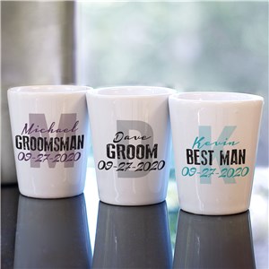 Personalized Wedding Party Initial Shot Glass | Custom Groomsmen Shot Glasses