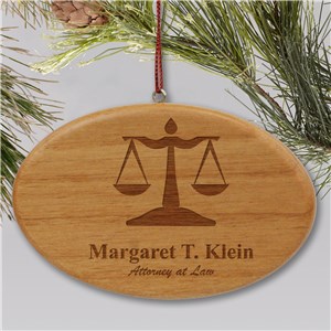 Engraved Lawyer Wooden Oval Ornament W27072
