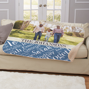 Family Photo Word Art Sub Horizontal 50 x 60 Sherpa | Photo Blankets