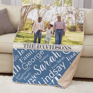 Personalized Family Photo Word-Art Vertical 50x60 Sherpa | Personalized Word Art