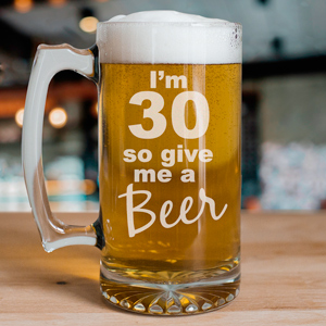 Give Me A Beer Personalized 30th Birthday Glass Mug