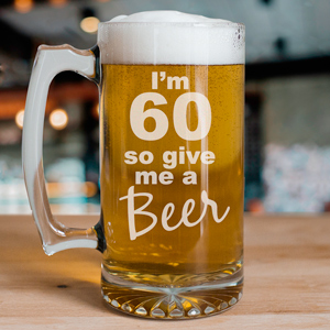 Give Me A Beer Personalized 60th Birthday Glass Mug