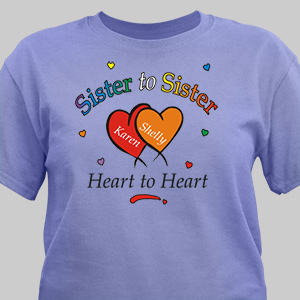 Heart to Heart Sisters T-shirt | Personalized T-shirts