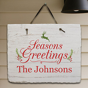 Personalized Seasons Greetings Slate Plaque 631118917