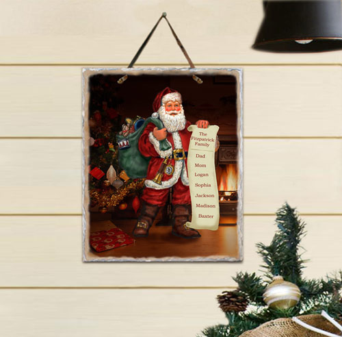 Personalized Santa's List Slate Plaque | Personalized Christmas Wall Decor