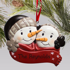 Engraved Snowman Couple Ornament | Personalized Christmas Ornaments