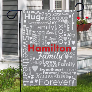 Valentine Word Art Garden Flag | Personalized Garden Flag With Names