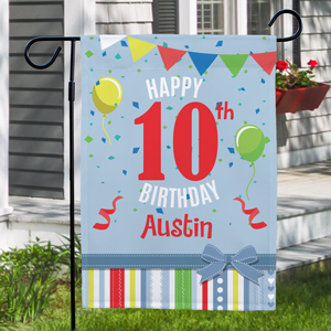 Personalized Confetti and Balloons Birthday Garden Flag | Personalized Birthday Flags