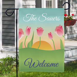 Personalized Spring Tulips Garden Flag | Personalized Garden Flags