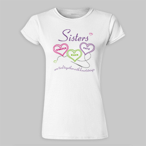 Personalized Heartstrings Sisters Ladies Fitted T-Shirt | Personalized Sister Gifts