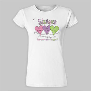 Heart Strings Personalized Ladies' Fitted Sisters T-shirt | Personalized Sister Gifts