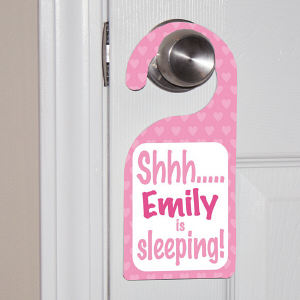 Customized Baby Gifts | Pink Personalized Baby Sleeping Tag