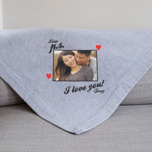 Personalized P.S. I Love You Photo Fleece Blanket | Personalized Valentine's Day Gifts