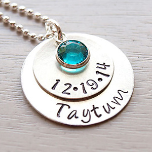 Birthdate Hand Stamped Necklace | Mommy Necklace