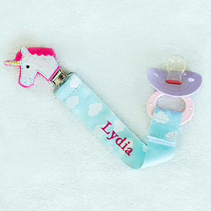 Any Name Unicorn Personalized Pacifier Clip | Personalized Unicorn Baby Gifts