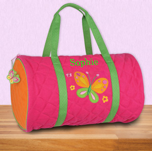 Embroidered Quilted Butterfly Duffle Bag | Kids Personalized Duffle Bags