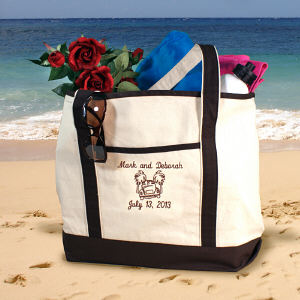 Embroidered Honeymoon Beach Tote Bag