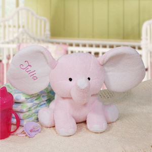 Embroidered Pink Plush Elephant | Baby Gifts For Girls