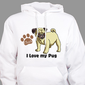 Personalized I Love My Pug Hooded Sweatshirt H57070PUGX