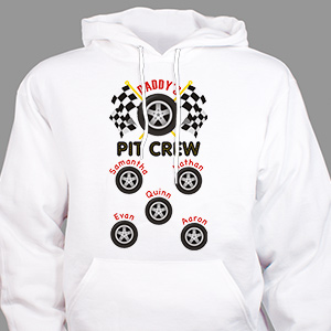 Custom Printed Pit Crew Hooded Sweatshirt | Dad Shirts