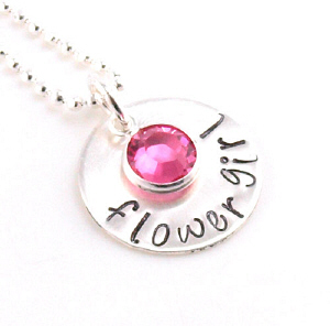 Flower Girl Hand Stamped Necklace | Personalized Flower Girl Jewelry